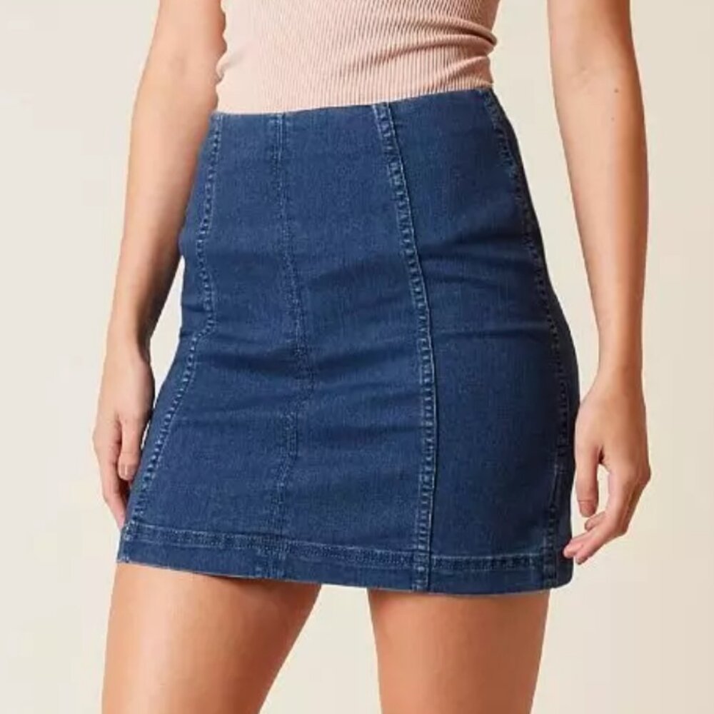 Free People Modern Femme Denim Stretch Skirt